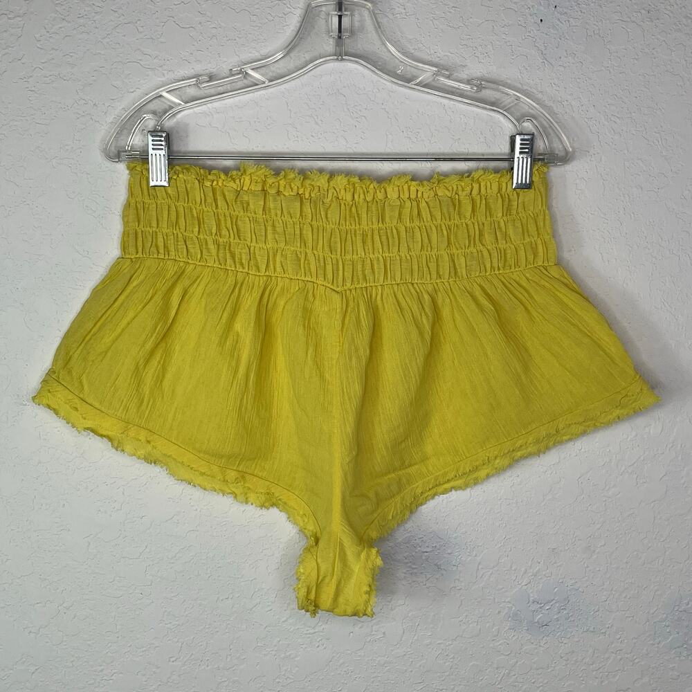 By Anthropologie smocked gauze shorts yellow size M?(measurements) summer beach - Picture 3 of 5